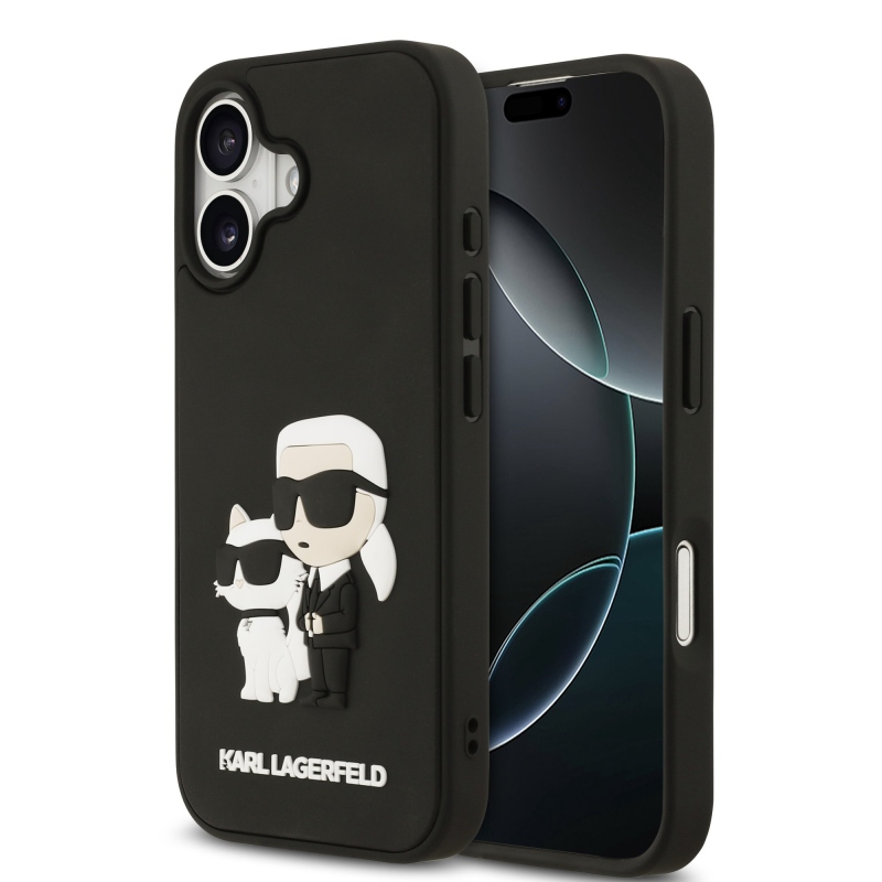 Karl Lagerfeld 3D Rubber Karl and Choupette Zadní Kryt pro iPhone 17 Black