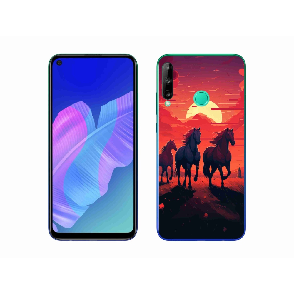 Gelový kryt mmCase na Huawei P40 Lite E - koně a západ slunce