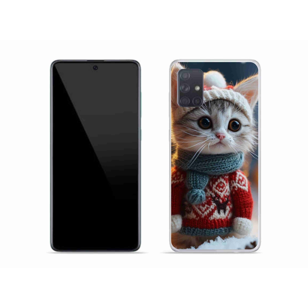 Gelový kryt mmCase na Samsung Galaxy A51 - kotě ve svetru