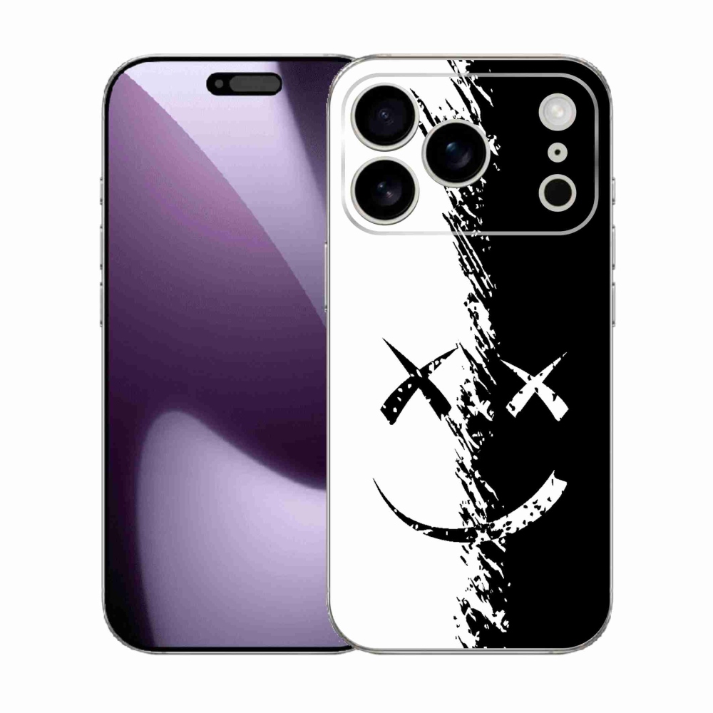 Gelový kryt mmCase na iPhone 17 Pro - černobílý smajlík