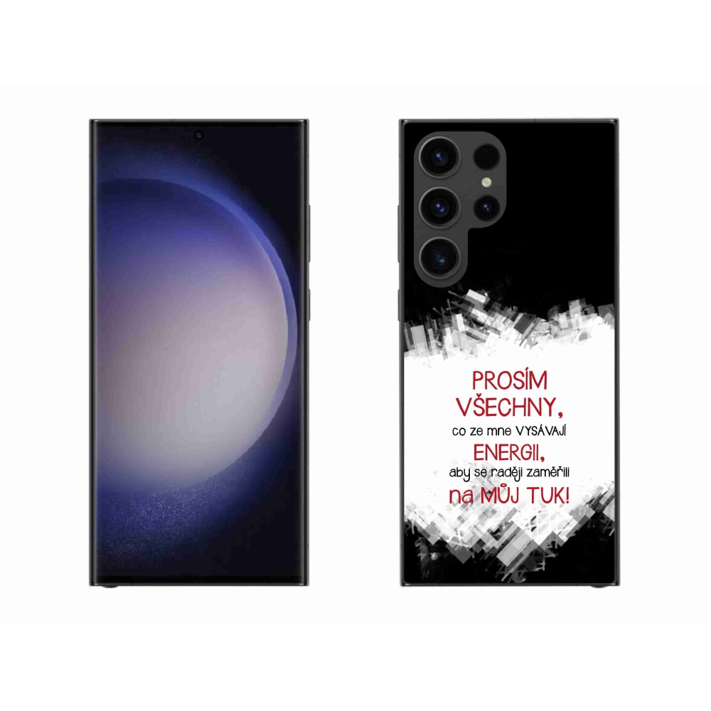 Gelový kryt mmCase na Samsung Galaxy S23 Ultra 5G - vtipný text 1 červený