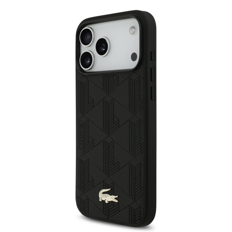 Lacoste PU Nomogramme Gold Logo MagSafe Zadní Kryt pro iPhone 17 Pro Max Black