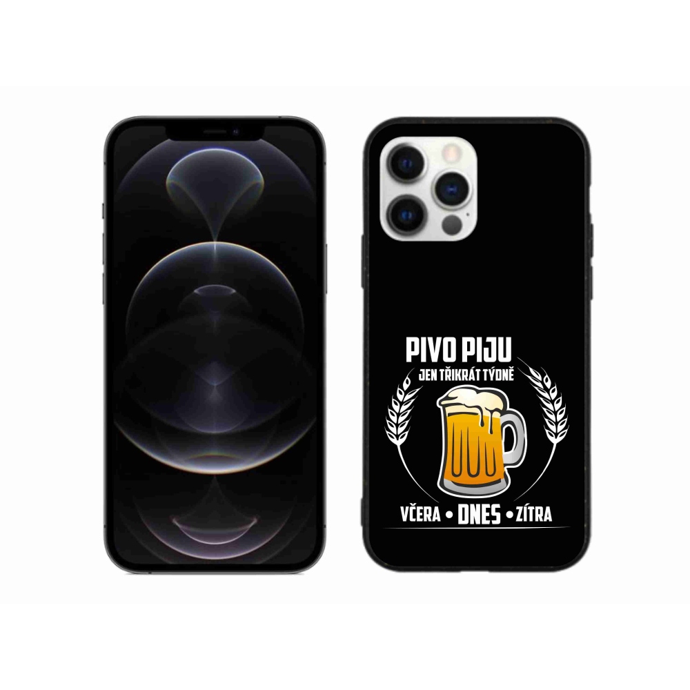 Gelový kryt mmCase na iPhone 12 Pro Max - pivní motiv černé pozadí