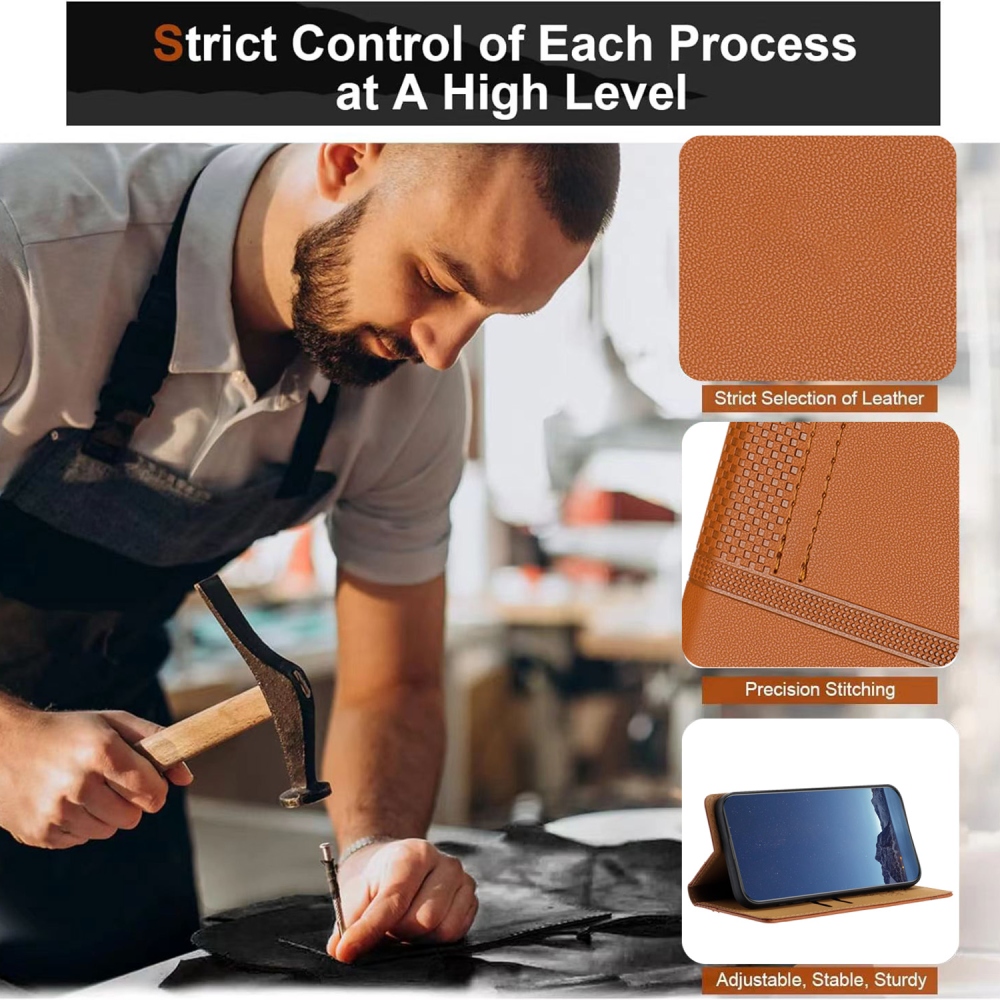 L-Shaped knížkové pouzdro na Xiaomi 17 Ultra - hnědé