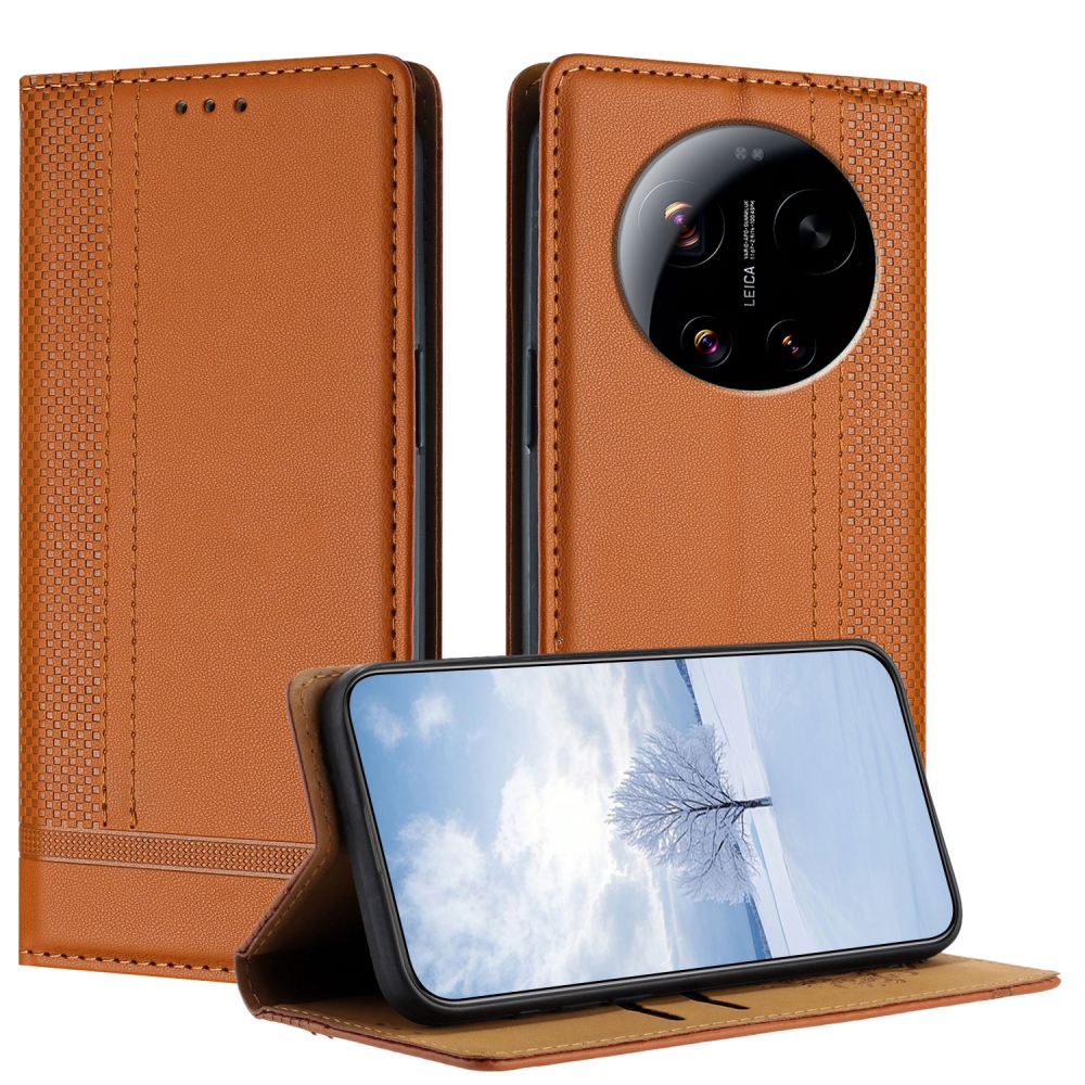 L-Shaped knížkové pouzdro na Xiaomi 17 Ultra - hnědé