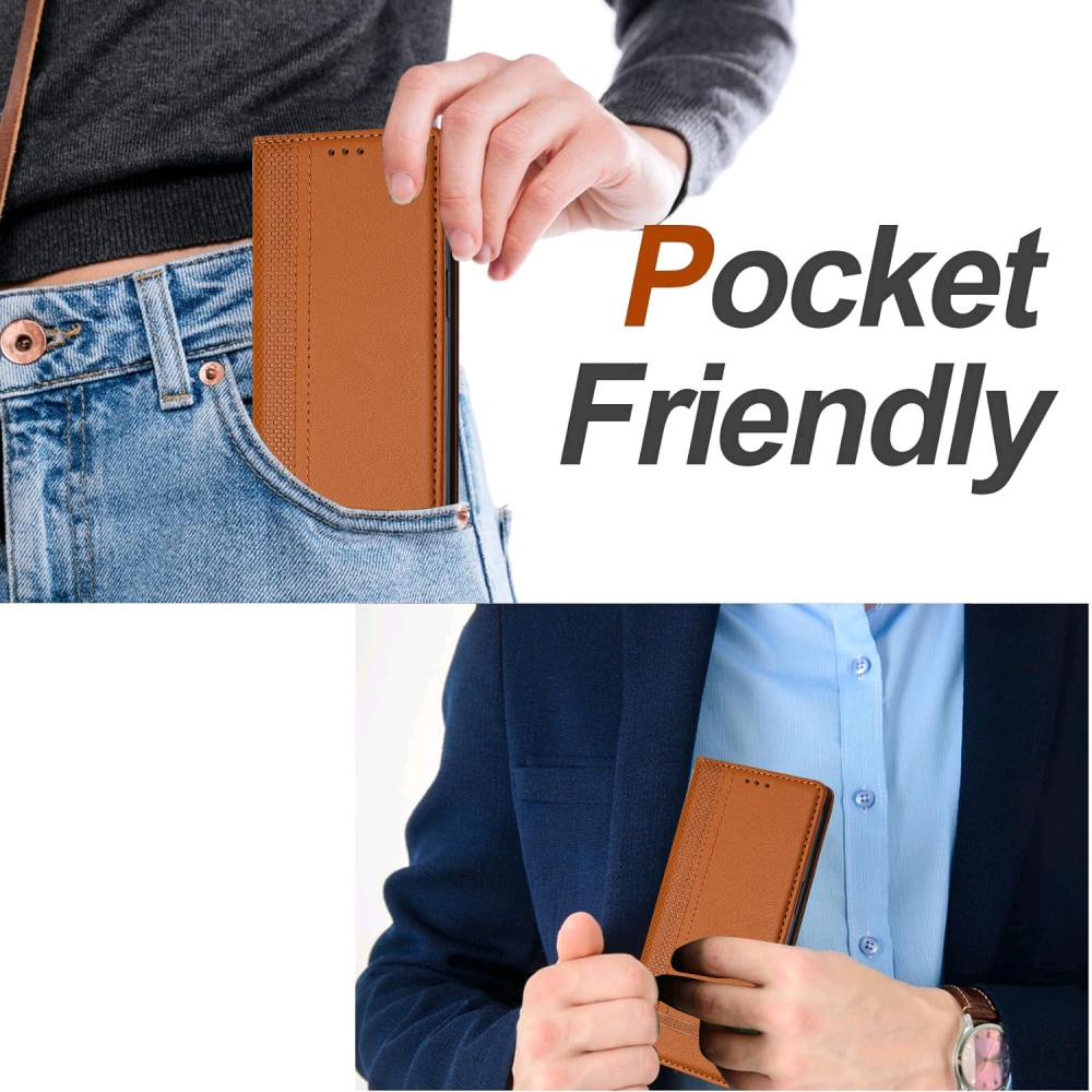 L-Shaped knížkové pouzdro na Xiaomi 17 Ultra - hnědé