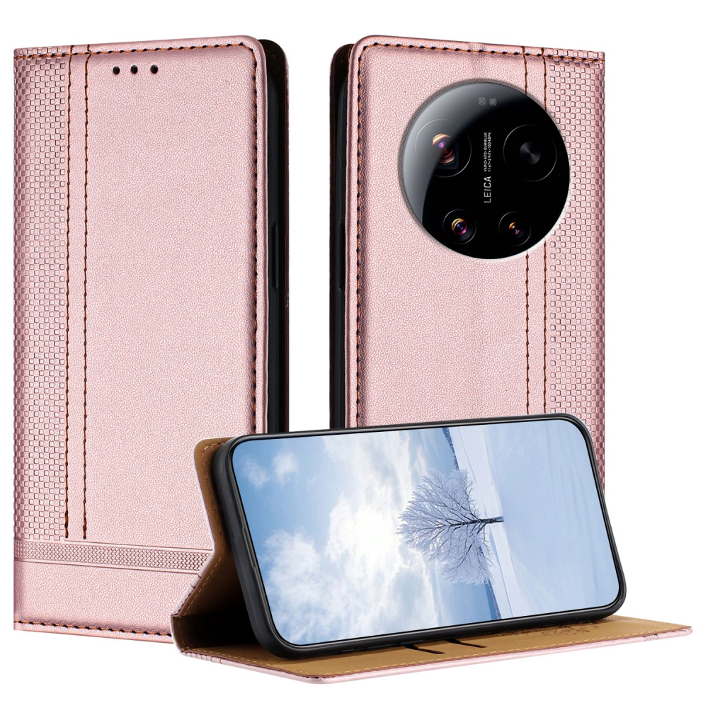 L-Shaped knížkové pouzdro na Xiaomi 17 Ultra - růžovozlaté