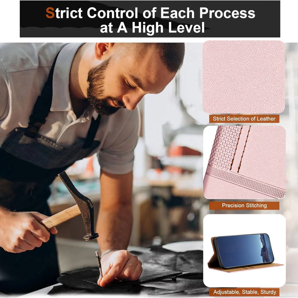 L-Shaped knížkové pouzdro na Xiaomi 17 Ultra - růžovozlaté