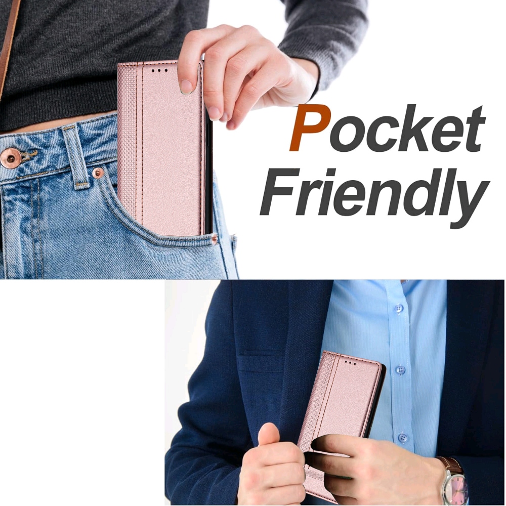 L-Shaped knížkové pouzdro na Xiaomi 17 Ultra - růžovozlaté