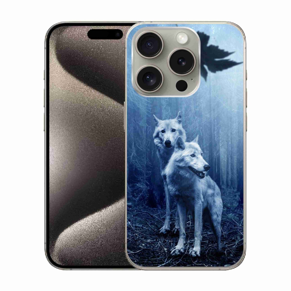 Gelový kryt mmCase na iPhone 15 Pro - vlci v lese