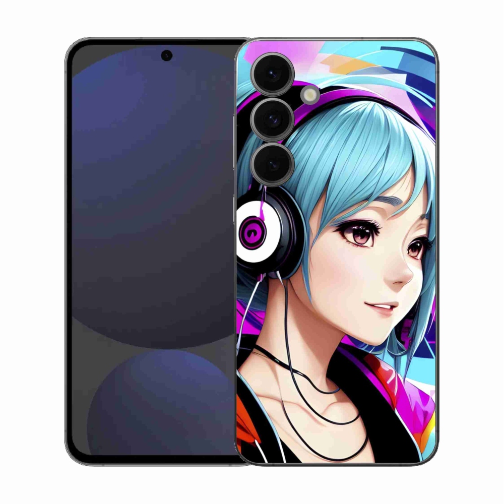 Gelový kryt mmCase na Samsung Galaxy S25 FE - dívka se sluchátky