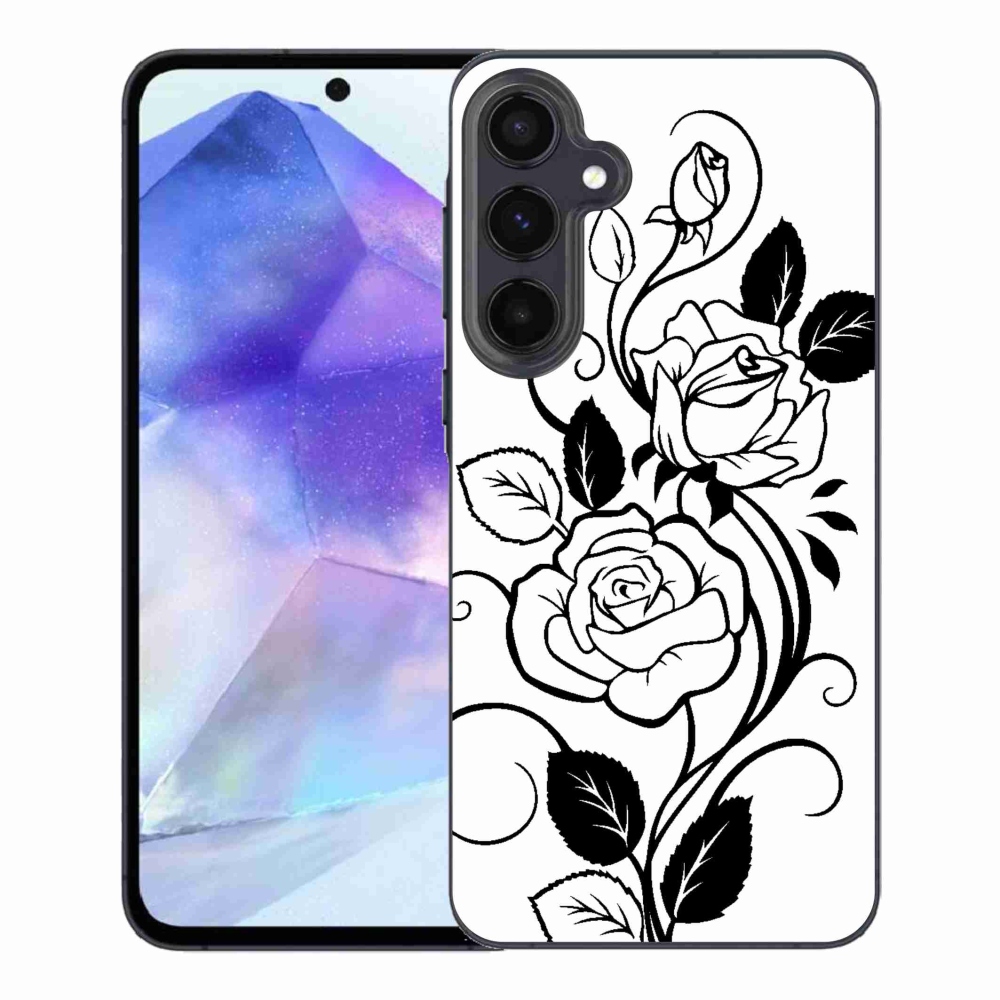 Gelový kryt mmCase na Samsung Galaxy A55 5G - černobílá růže