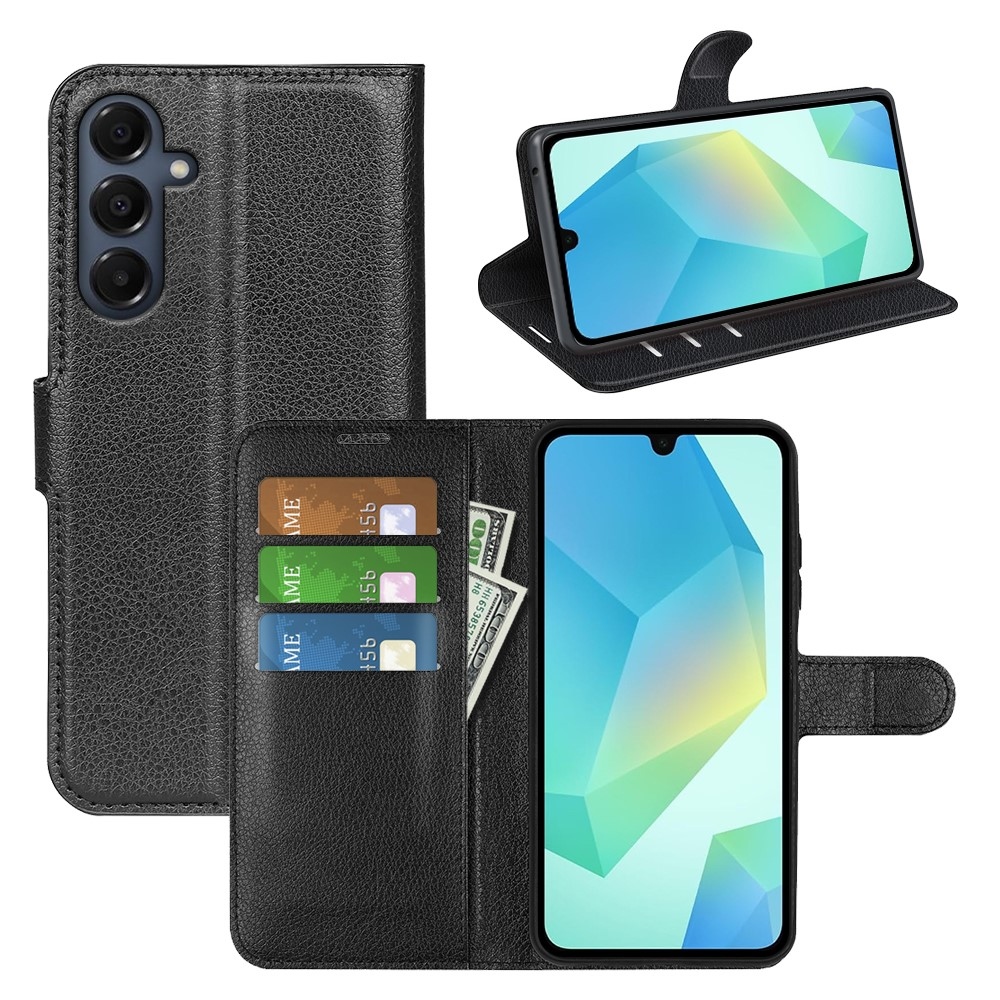 Litchi knížkové pouzdro na Samsung Galaxy A17 5G - černé