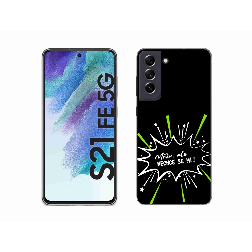 Gelový kryt mmCase na Samsung Galaxy S21 FE 5G - vtipný text 11 černé pozadí