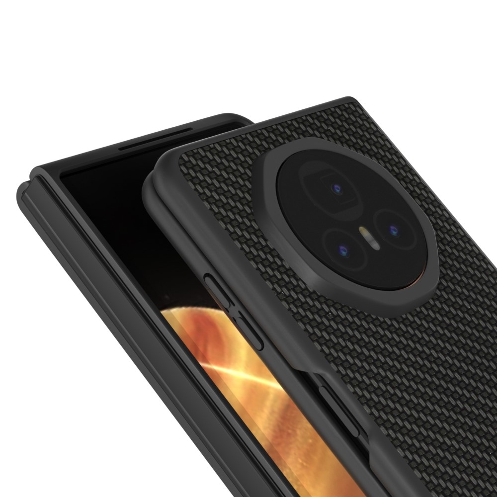 Carbon plastový obal s umělou kůží na Honor Magic V3 - černý