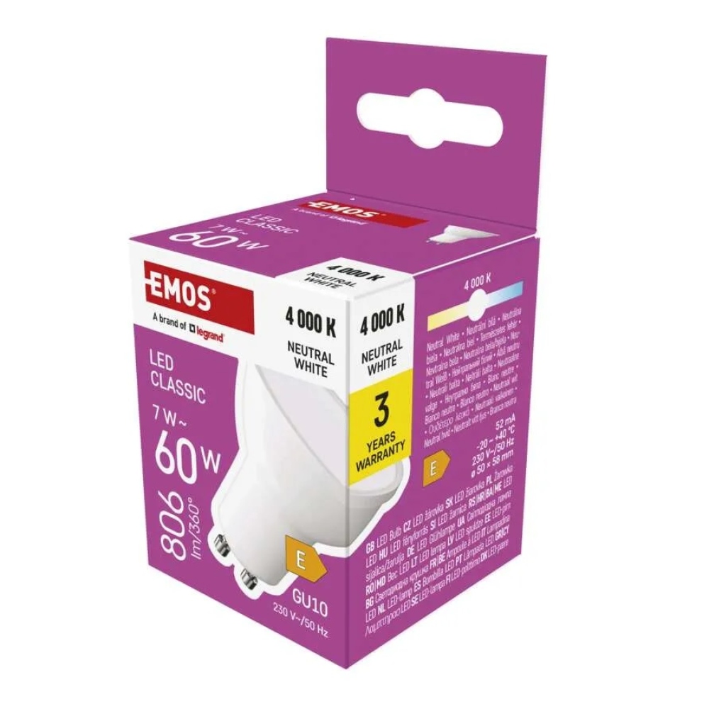 LED žárovka Classic MR16 / GU10 / 7 W (60 W) / 806 lm / neutrální bílá