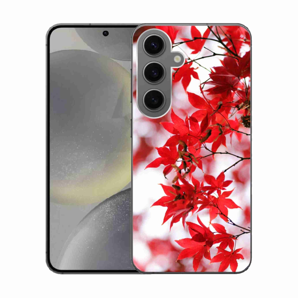 Gelový kryt mmCase na Samsung Galaxy S24 - červené listy