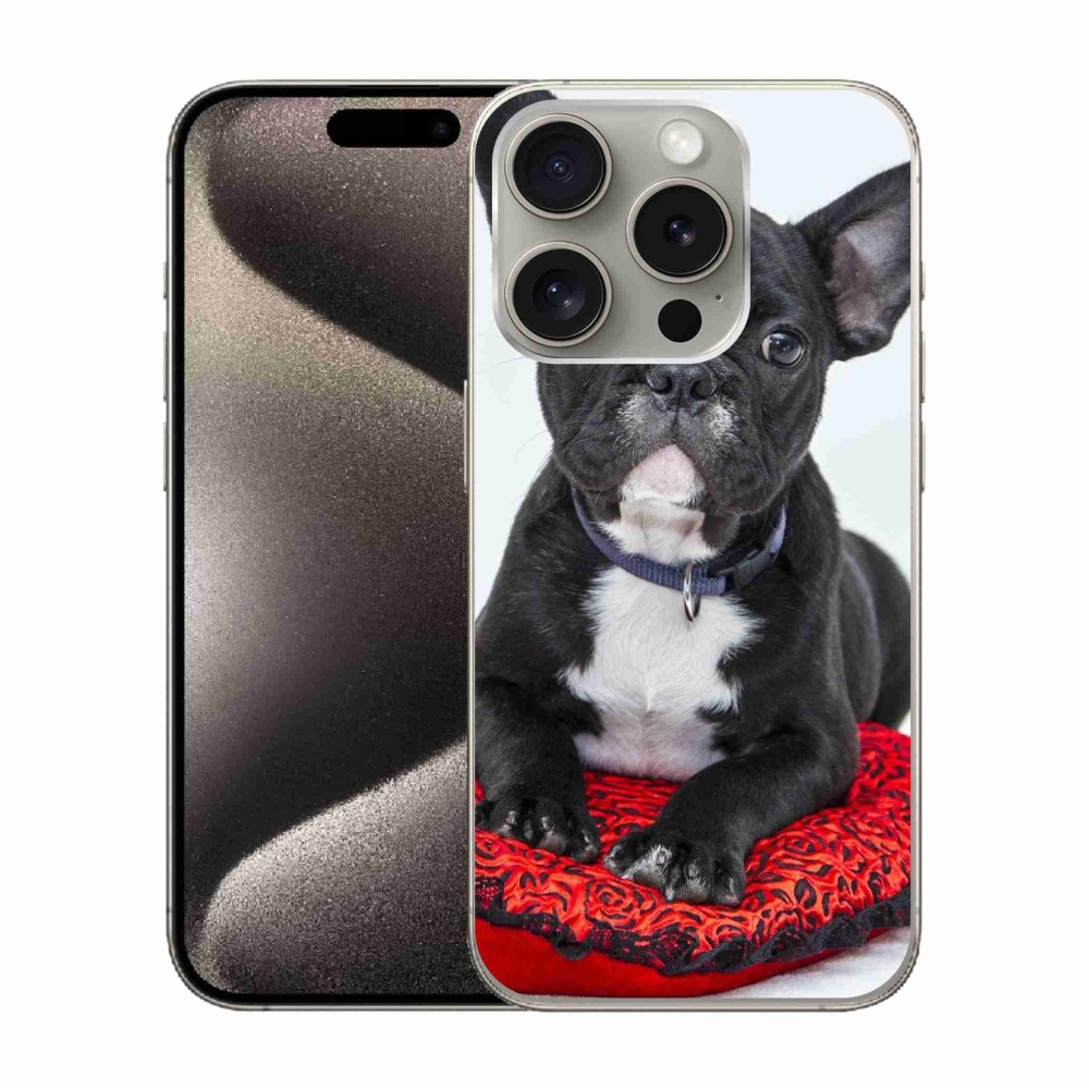 Gelový obal mmCase na iPhone 15 Pro - buldok