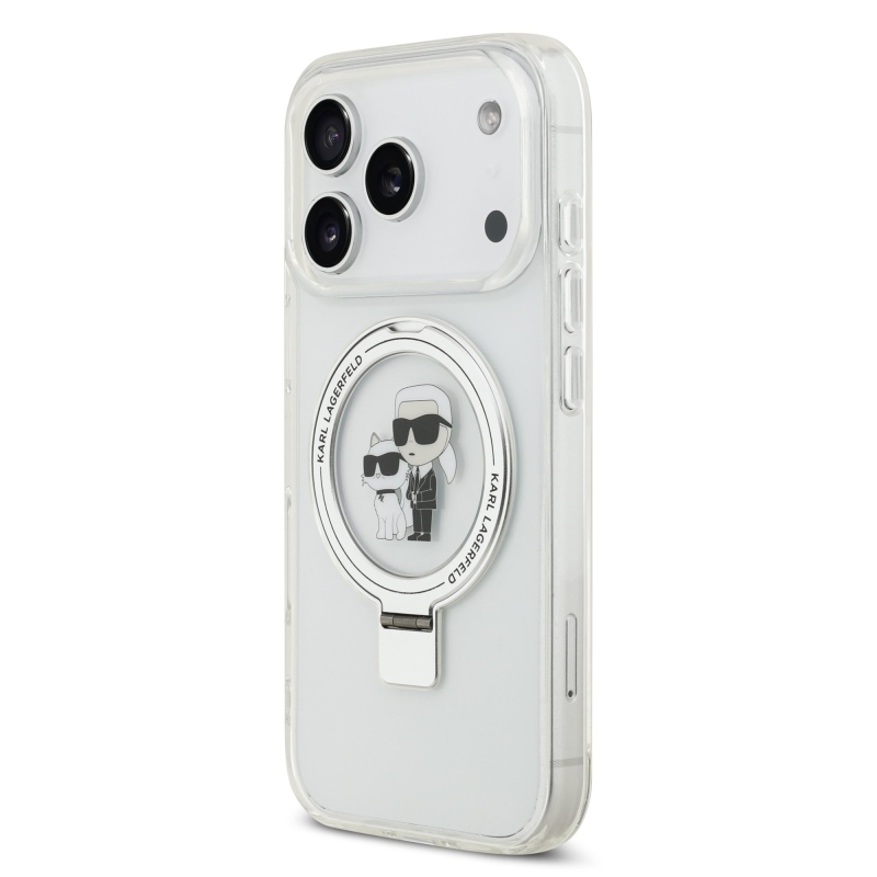 Karl Lagerfeld Ringstand Karl and Choupette MagSafe Zadní Kryt pro iPhone 17 Pro White