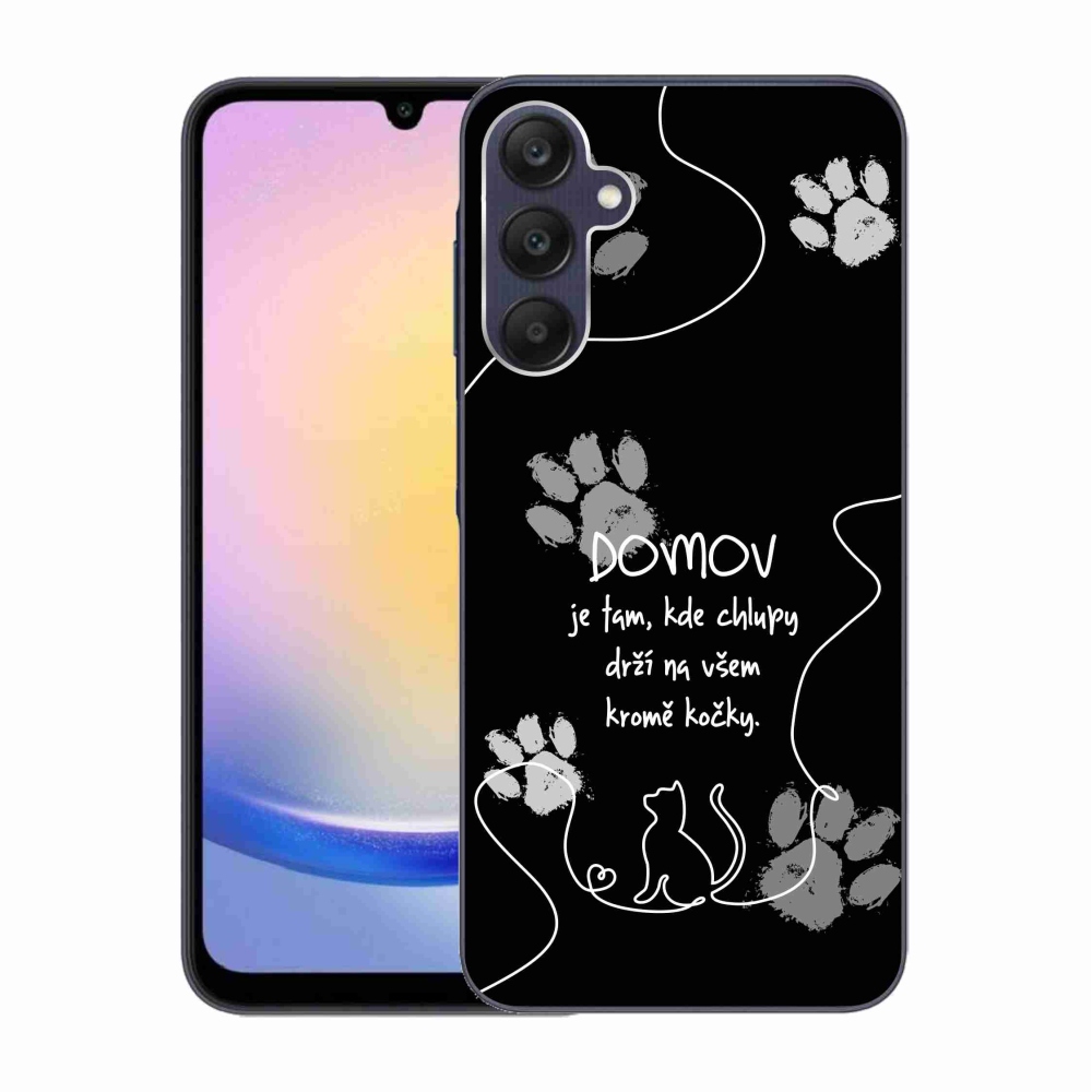 Gelový kryt mmCase na Samsung Galaxy A25 5G - kočičí motiv černé pozadí