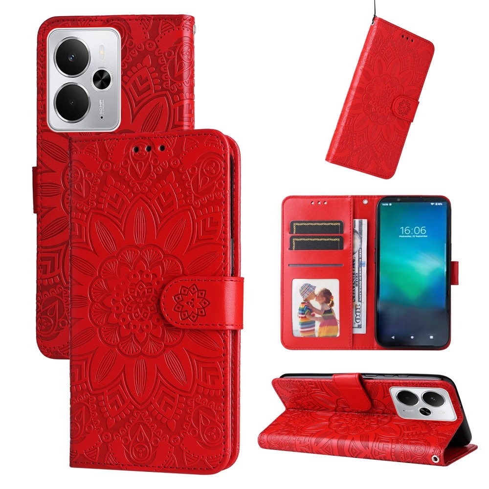 Sunflower knížkové pouzdro na Realme 14 5G - červené