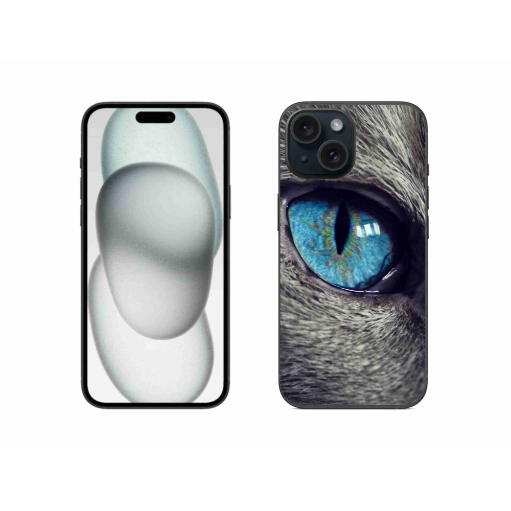 Gelový kryt mmCase na iPhone 15 - modré kočičí oko