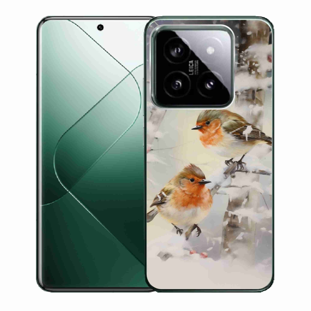 Gelový kryt mmCase na Xiaomi 14 - ptáčci v zimě