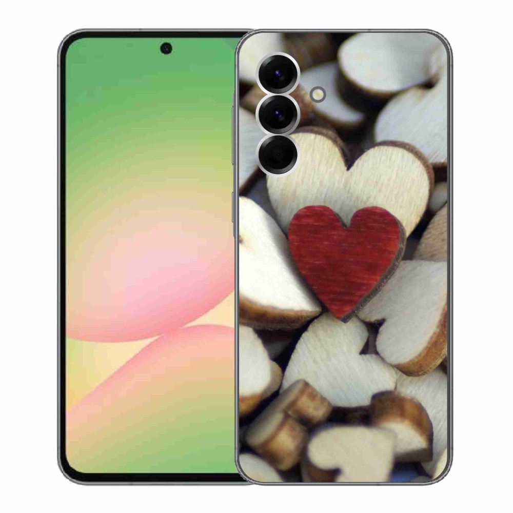 Gelový kryt mmCase na Samsung Galaxy A56 5G - gravírované červené srdce 