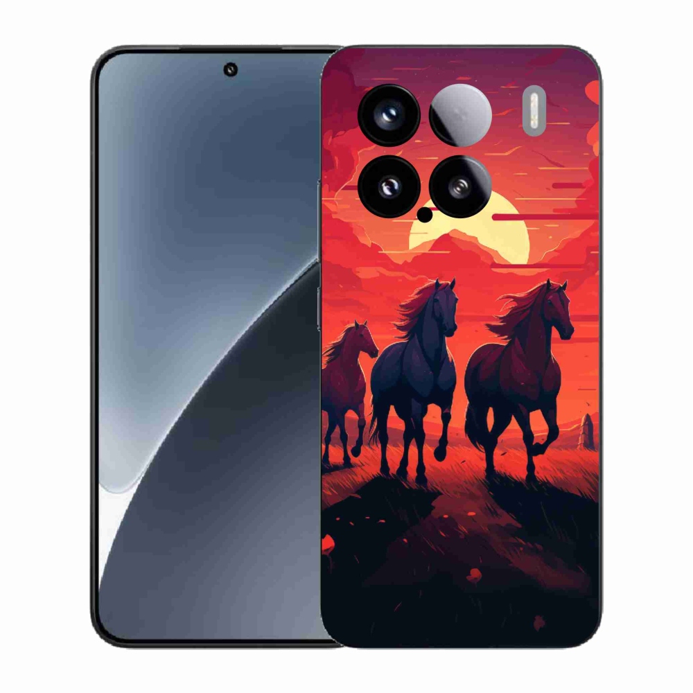 Gelový kryt mmCase na Xiaomi 15 - koně a západ slunce