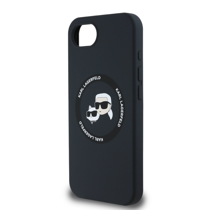 Karl Lagerfeld Liquid Silicone K&CH Heads MagSafe Zadní Kryt pro iPhone 16e Black
