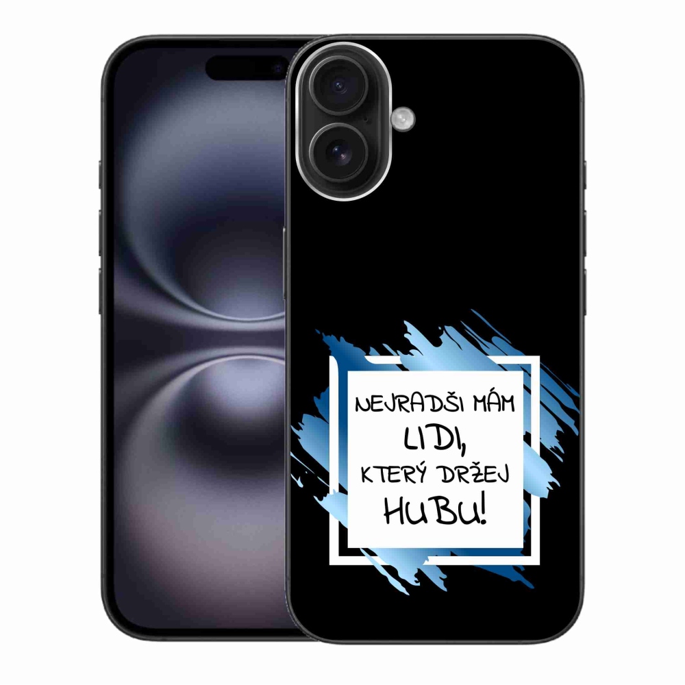 Gelový kryt mmCase na iPhone 16 Plus - vtipný text 7 bíločerné pozadí