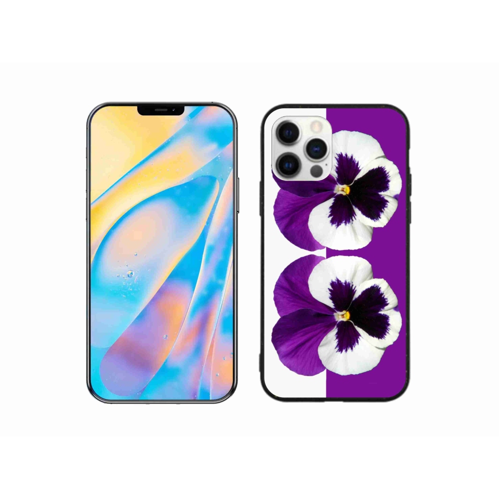 Gelový kryt mmCase na iPhone 12 - fialovobílý květ