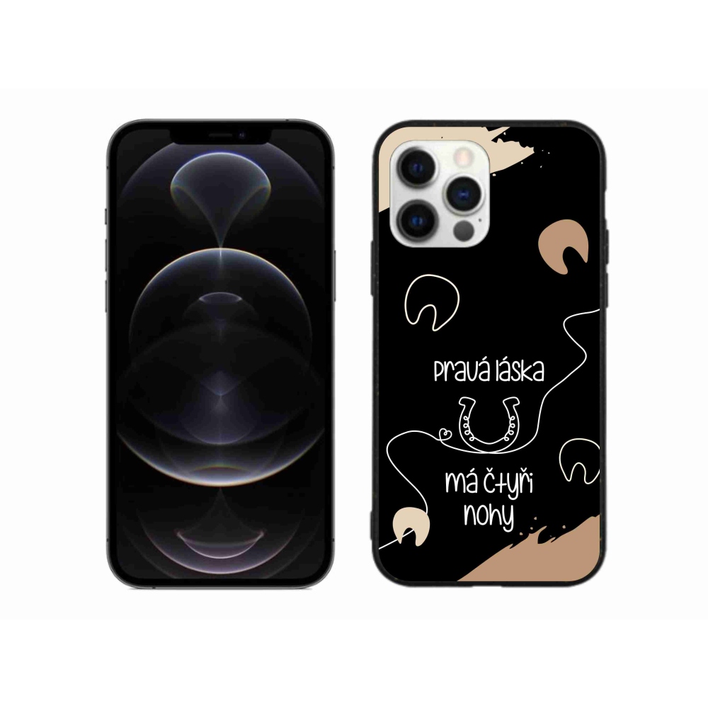 Gelový kryt mmCase na iPhone 12 Pro Max - koňský motiv černé pozadí
