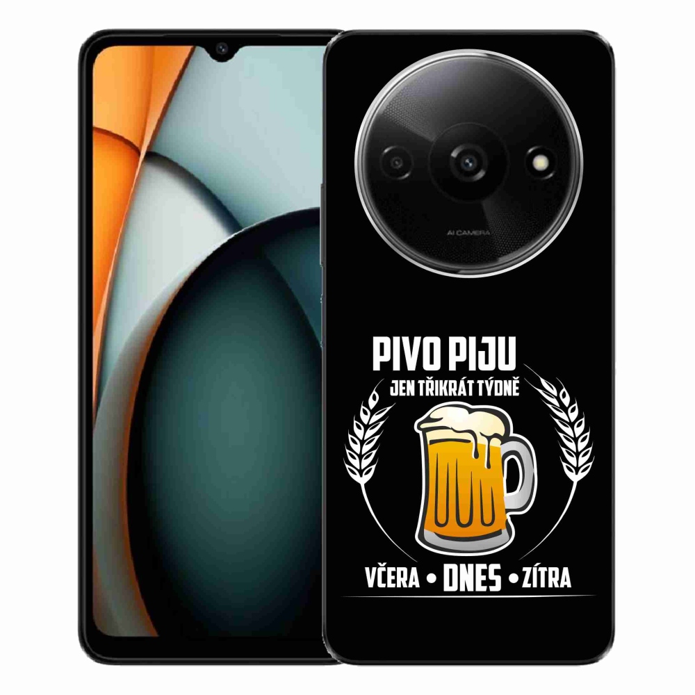 Gelový kryt mmCase na Xiaomi Redmi A3  - pivní motiv černé pozadí