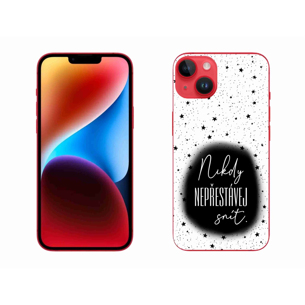Gelový kryt mmCase na iPhone 14 Plus - citát 1 černobílé pozadí