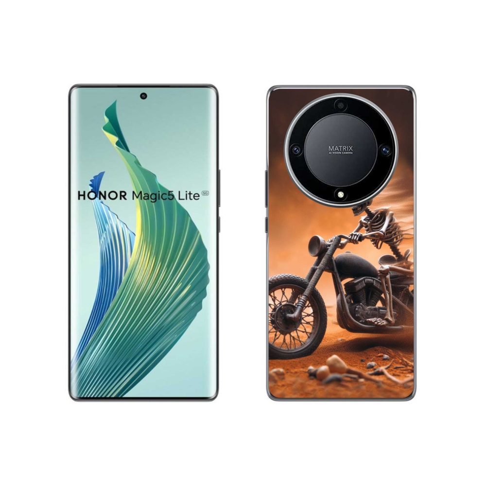 Gelový kryt mmCase na Honor Magic 5 Lite 5G - kostra na motorce