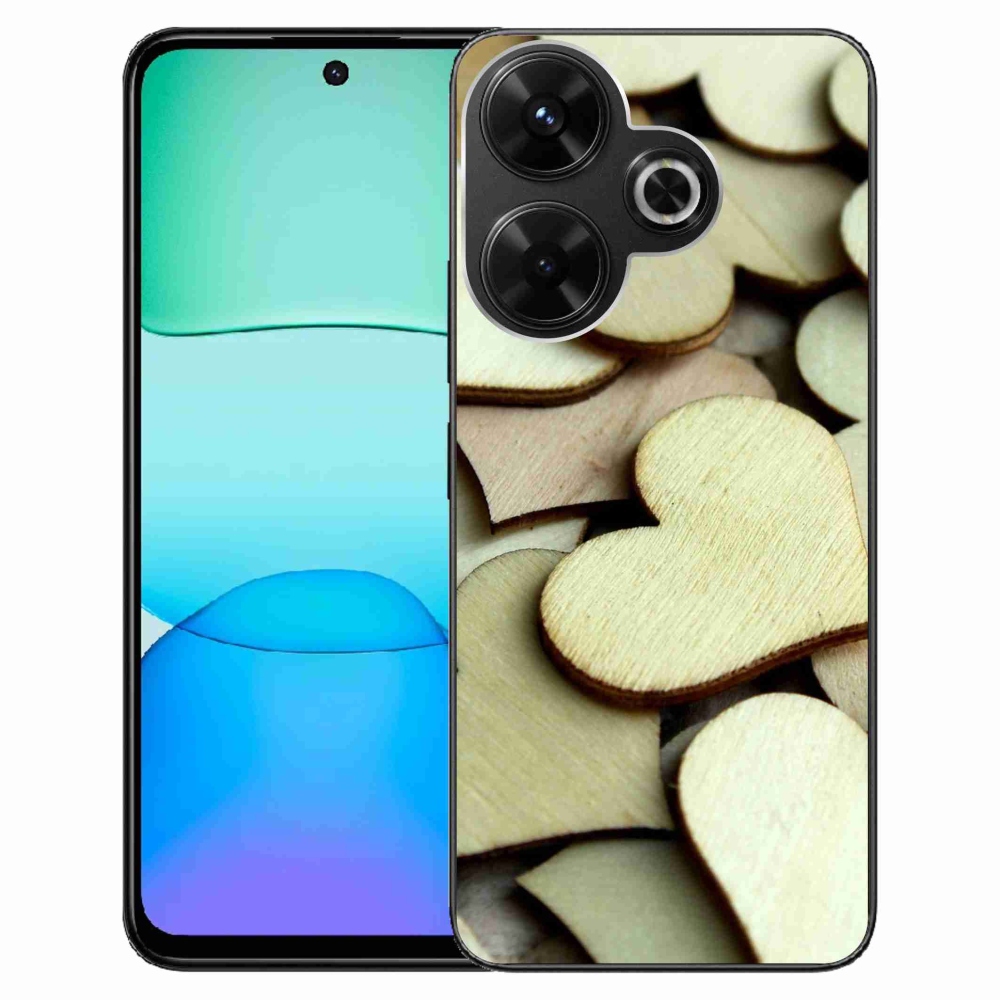 Gelový kryt mmCase na Xiaomi Redmi 13 4G/Poco M6 4G - dřevěná srdíčka