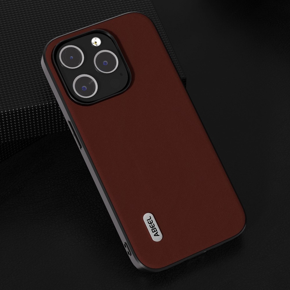 ABEEL gelový obal s pevnými zády na iPhone 15 Pro Max - kávový