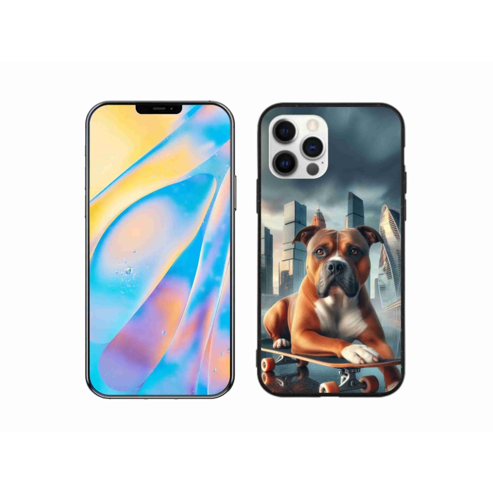 Gelový kryt mmCase na iPhone 12 - pes na skateboardu