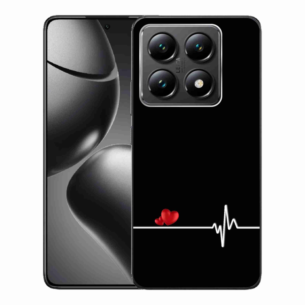 Gelový kryt mmCase na Xiaomi 14T - srdce a tep černé pozadí