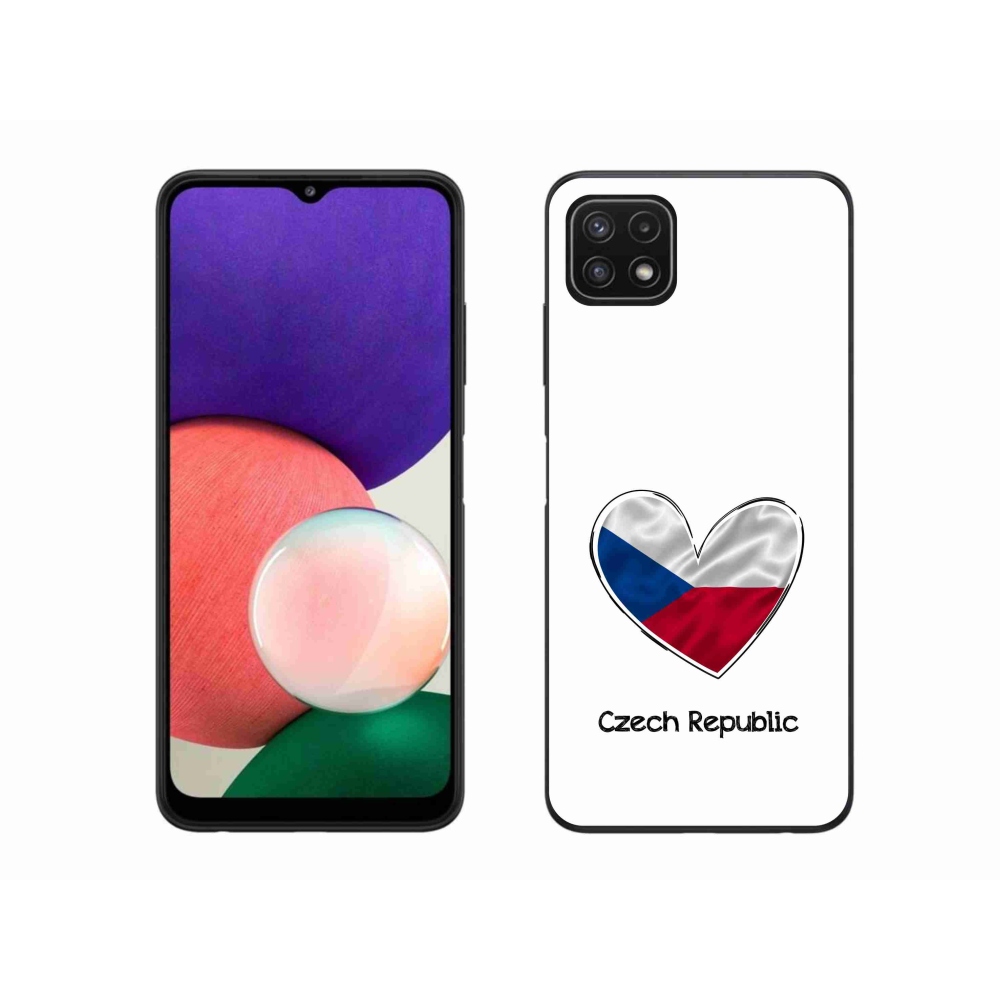 Gelový kryt mmCase na Samsung Galaxy A22 5G - vlajka srdce bílé pozadí