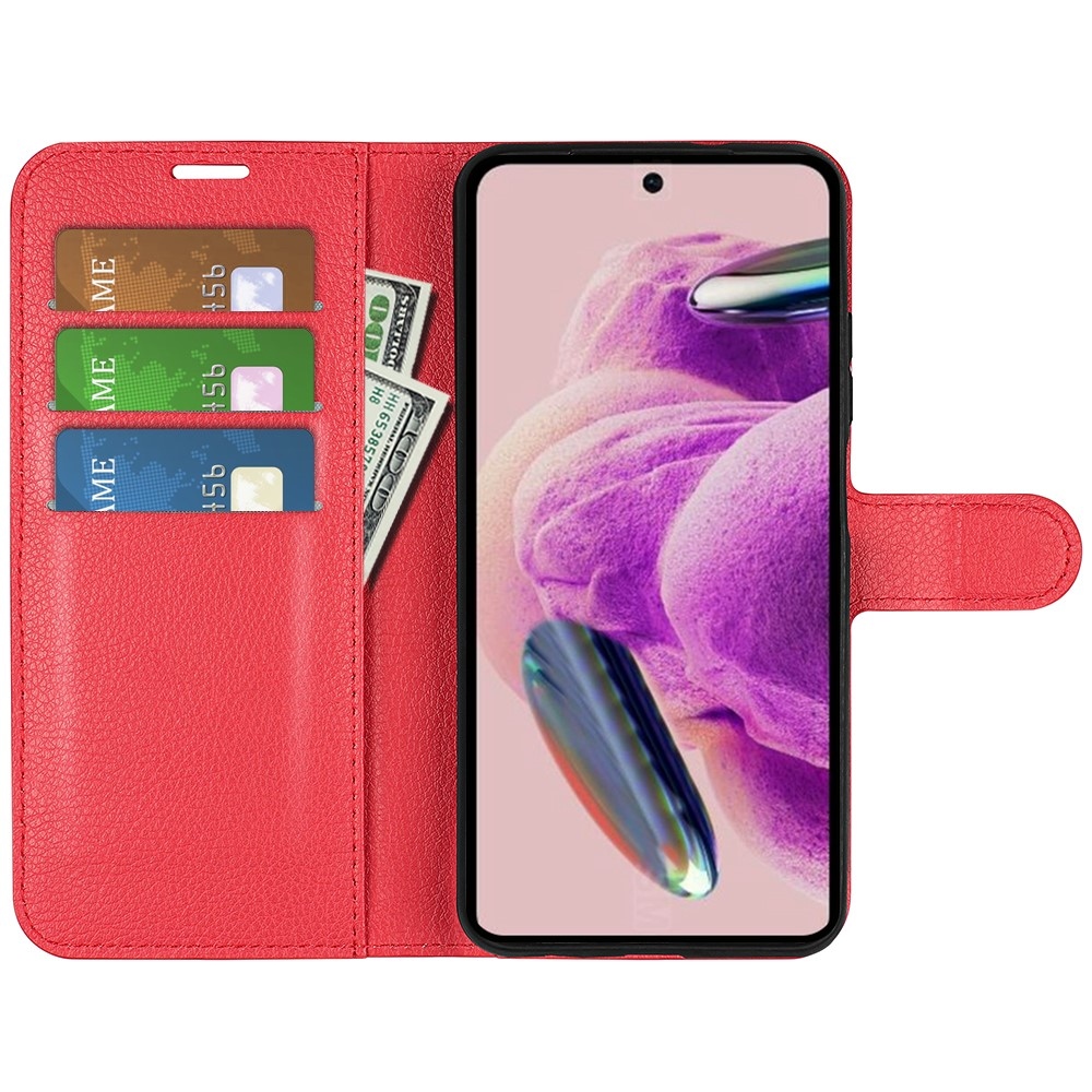 Litchi knížkové pouzdro na Xiaomi Redmi Note 12S - červené
