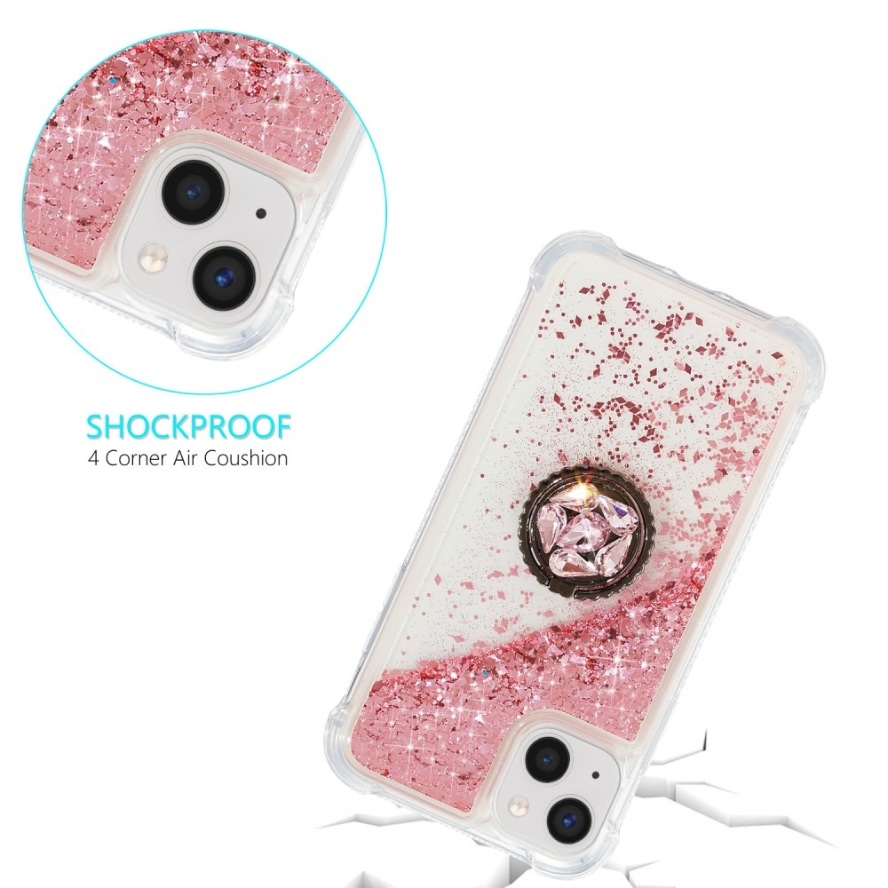 Glitter přesýpací gelový obal na iPhone 15 - růžový