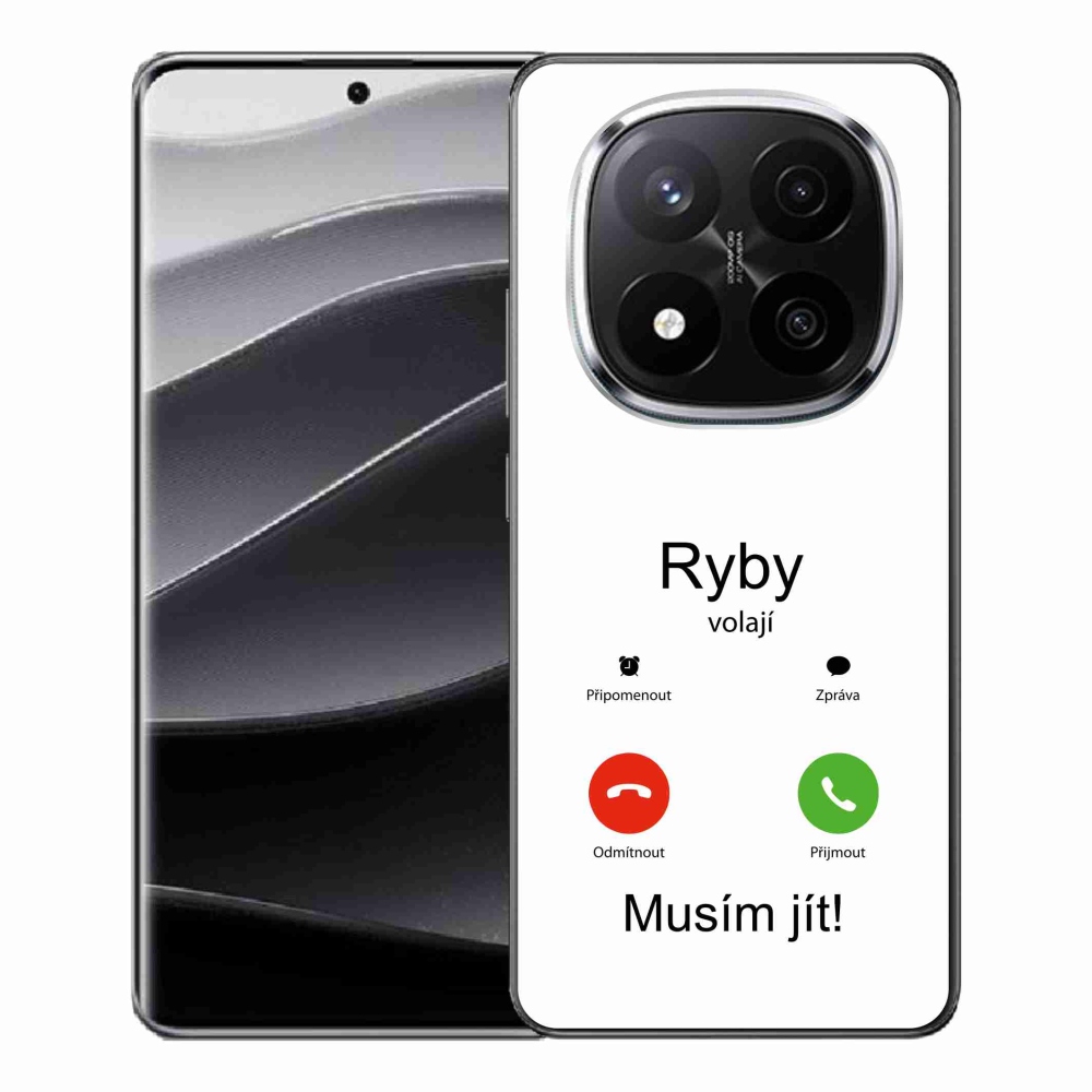 Gelový kryt mmCase na Xiaomi Redmi Note 14 Pro+ 5G - ryby volají bílé pozadí