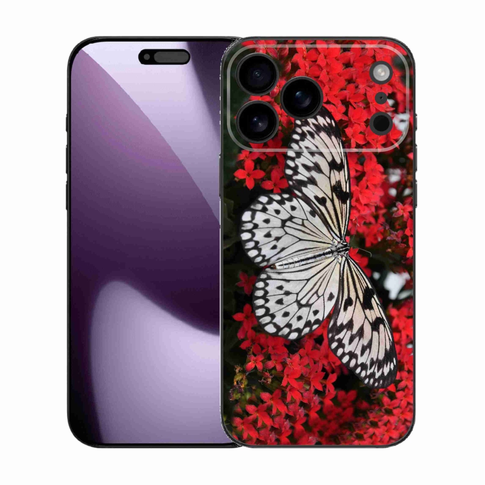 Gelový kryt mmCase na iPhone 17 Pro Max - černobílý motýl 1