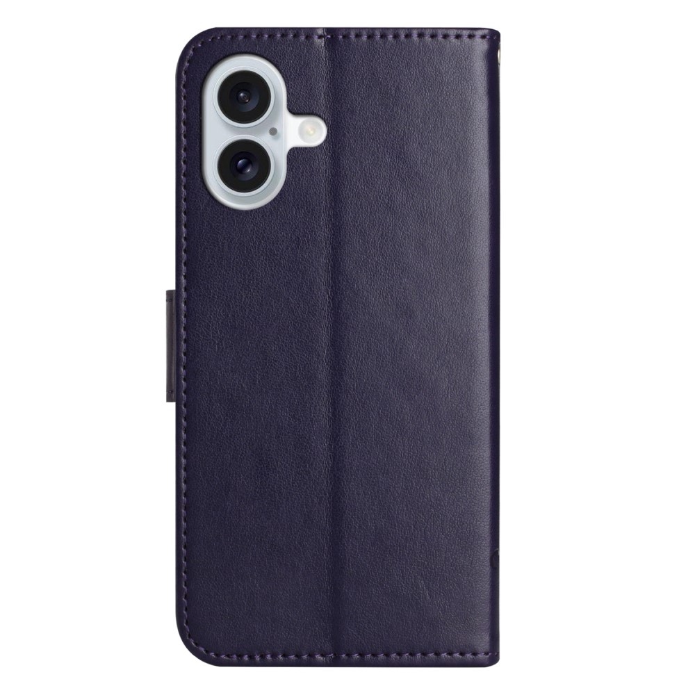 Flower knížkové pouzdro na iPhone 16 - tmavěfialové