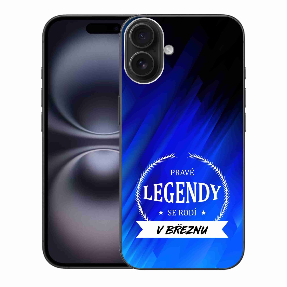 Gelový kryt mmCase na iPhone 16 Plus - legendy v březnu modré pozadí