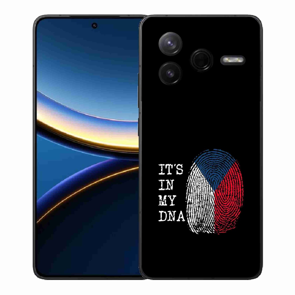Gelový kryt mmCase na Xiaomi Poco F7 Pro - vlajka otisk prstu černé pozadí