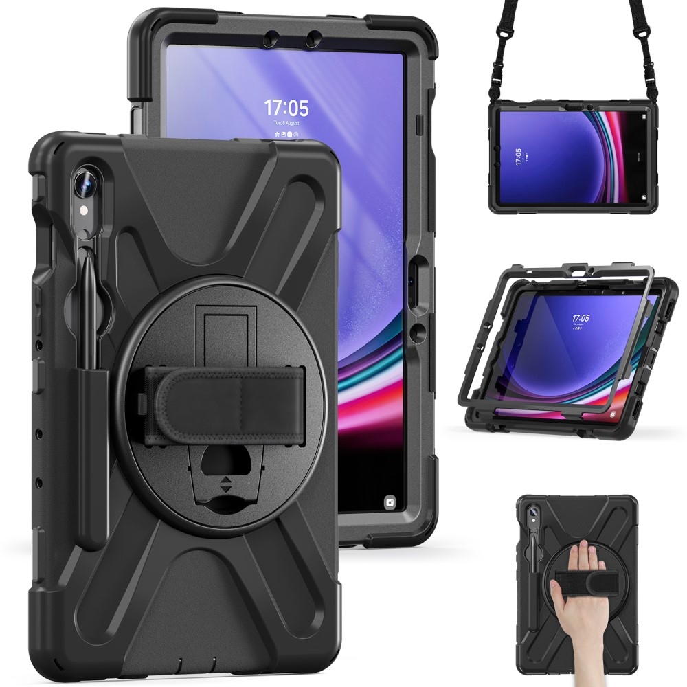 Kick odolný kryt s úchopem na ruku na Samsung Galaxy Tab S9/Tab S10 - černý