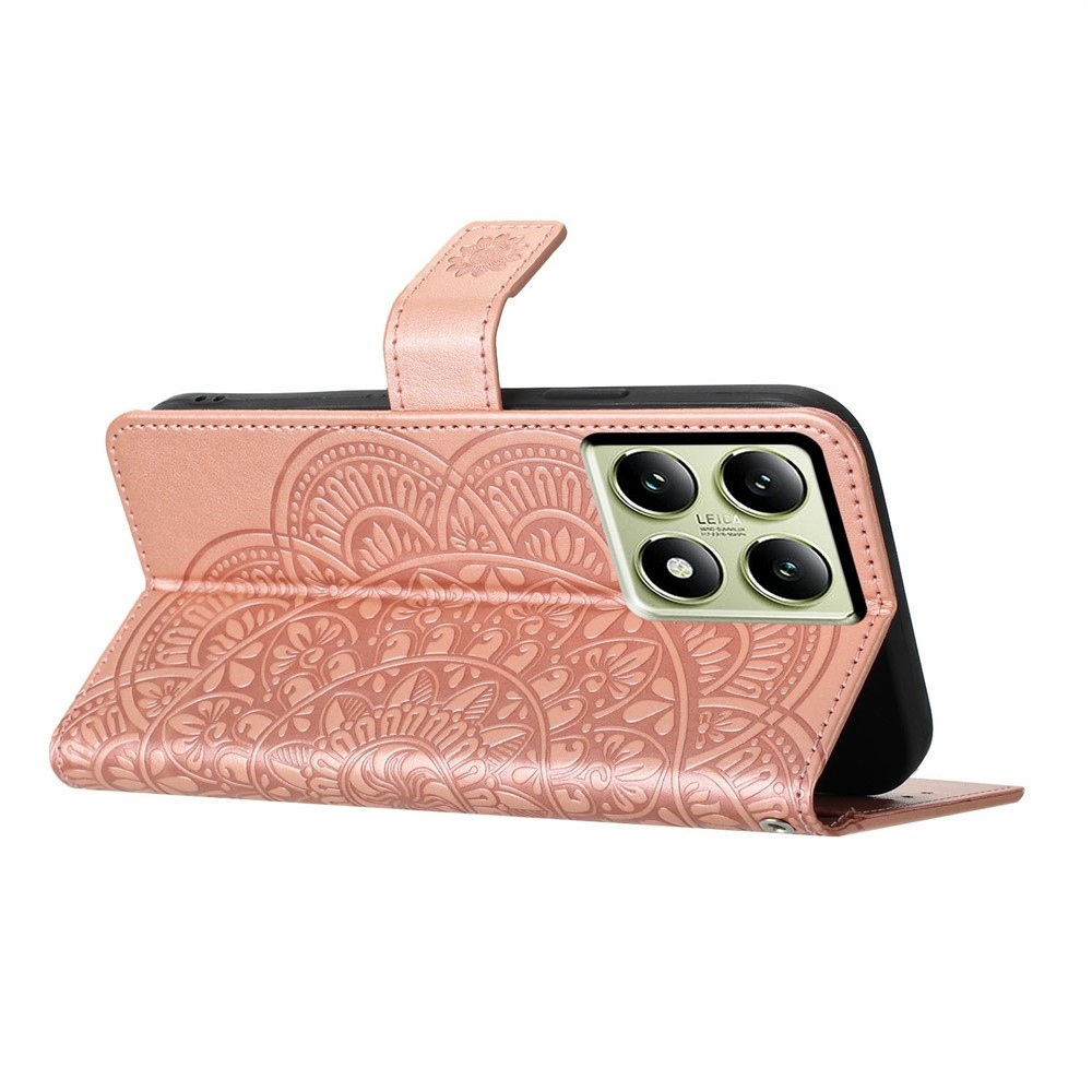 Mandala knížkové pouzdro na Xiaomi 15T Pro - růžovozlaté